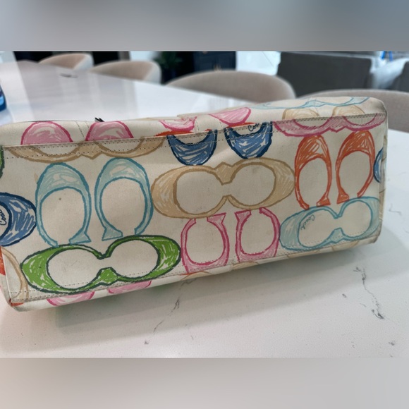 Coach Multicolor Scribble Signature Canvas Tote with Pink Accents - Picture 9 of 11